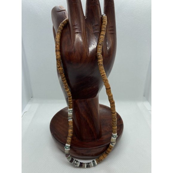 Vintage Hawaiian Multi Shell Coconut Puka Shell Choker Necklace 90s Silver Tone - Picture 4 of 5